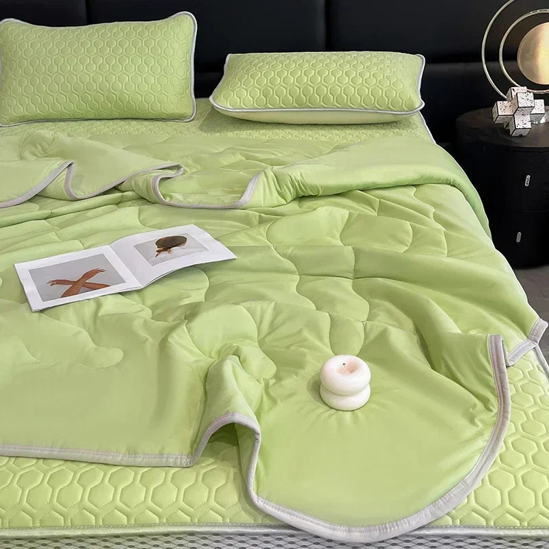 Afralia™ Summer Cooling Blanket Set - Queen Size Quilt, Latex Bed Sheet, Pillowcase