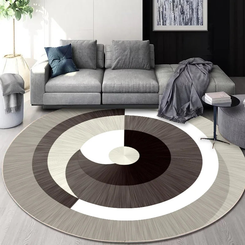 Afralia™ Circular Geometric Cashmere Floor Mat for Living Room, Stain Resistant & Easy-Clean