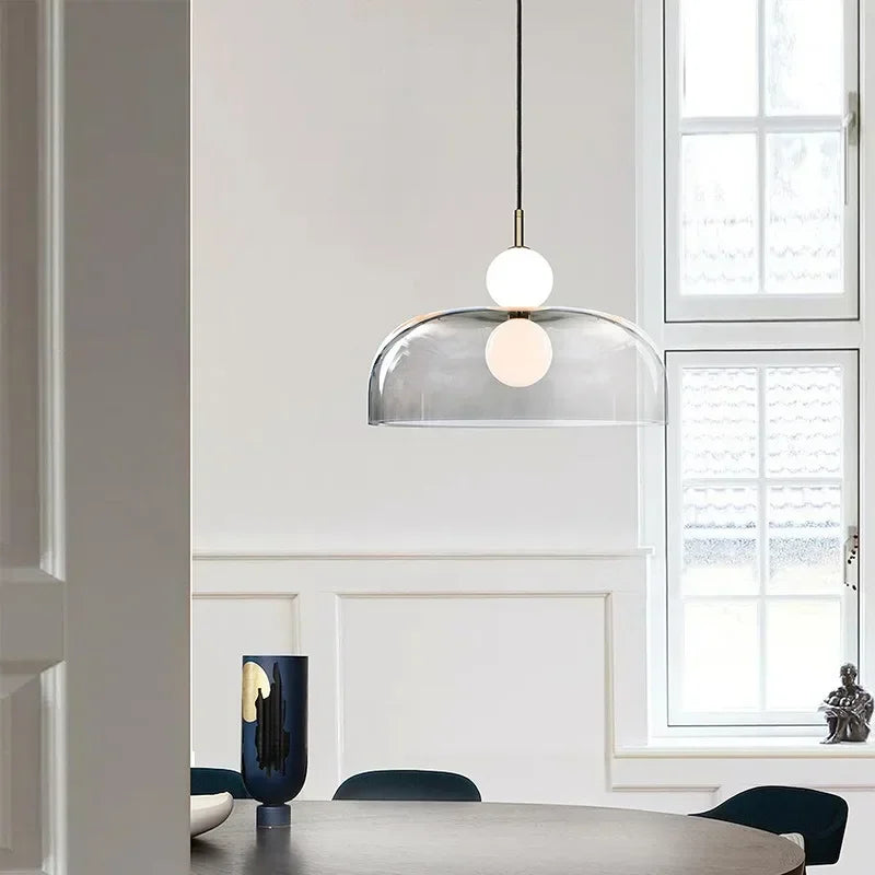 Afralia™ Double Balls Glass Chandelier Pendant Light for Kitchen Dining Room