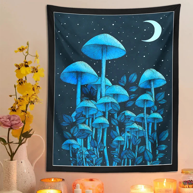 Moon Mushroom Afralia™ Tapestry Psychedelic Forest Wall Tapestries - Bohemian Room Decor