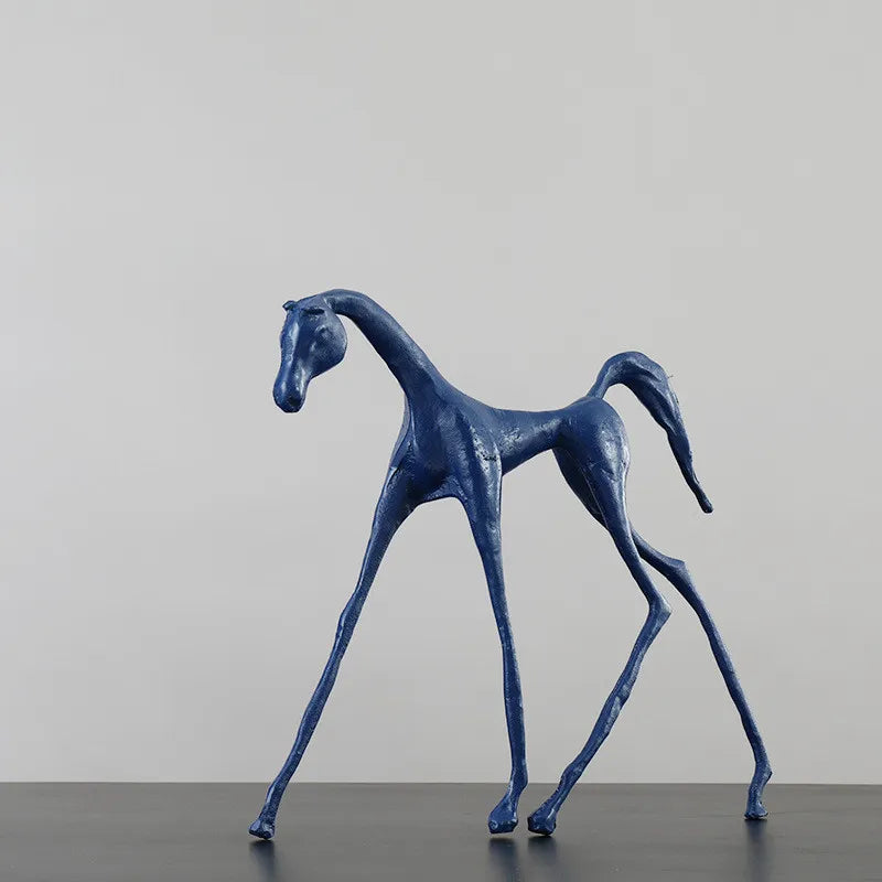 Afralia™ Thin Horse Metal Sculpture Abstract Animal Figurine for Home Decor