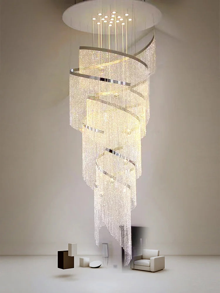 Afralia™ Modern LED Crystal Chandelier Staircase Hallway Luxury Light Fixture