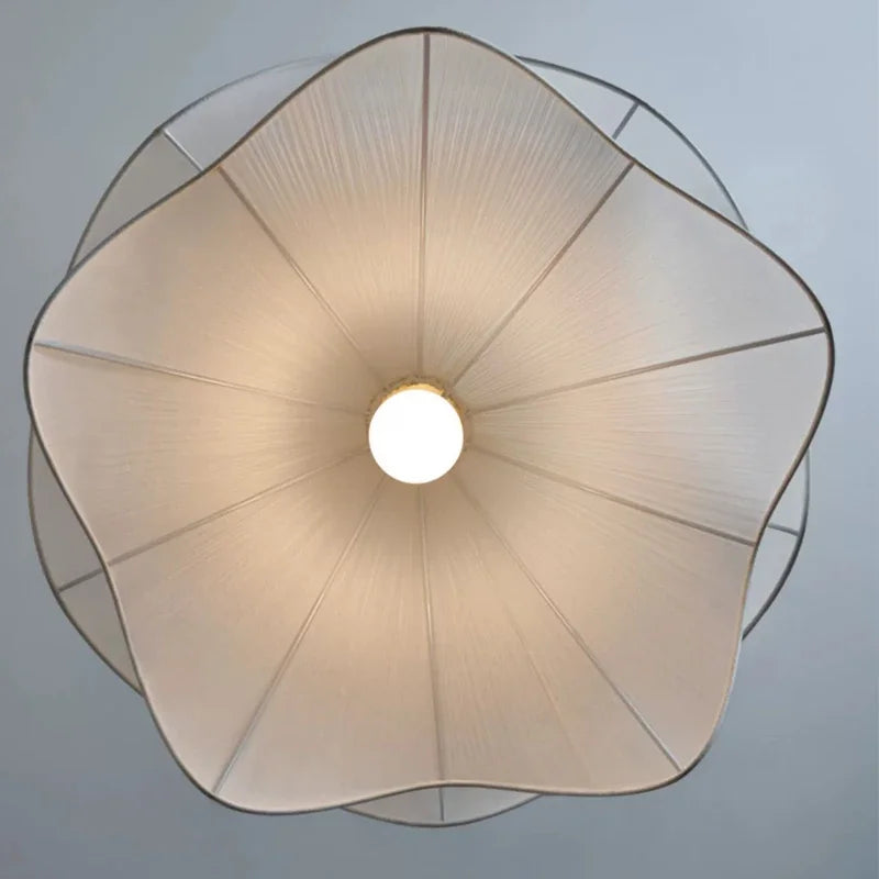 Afralia™ Cream Fabric LED Pendant Lights - Nordic Minimalist Style Chandelier for Home Decor