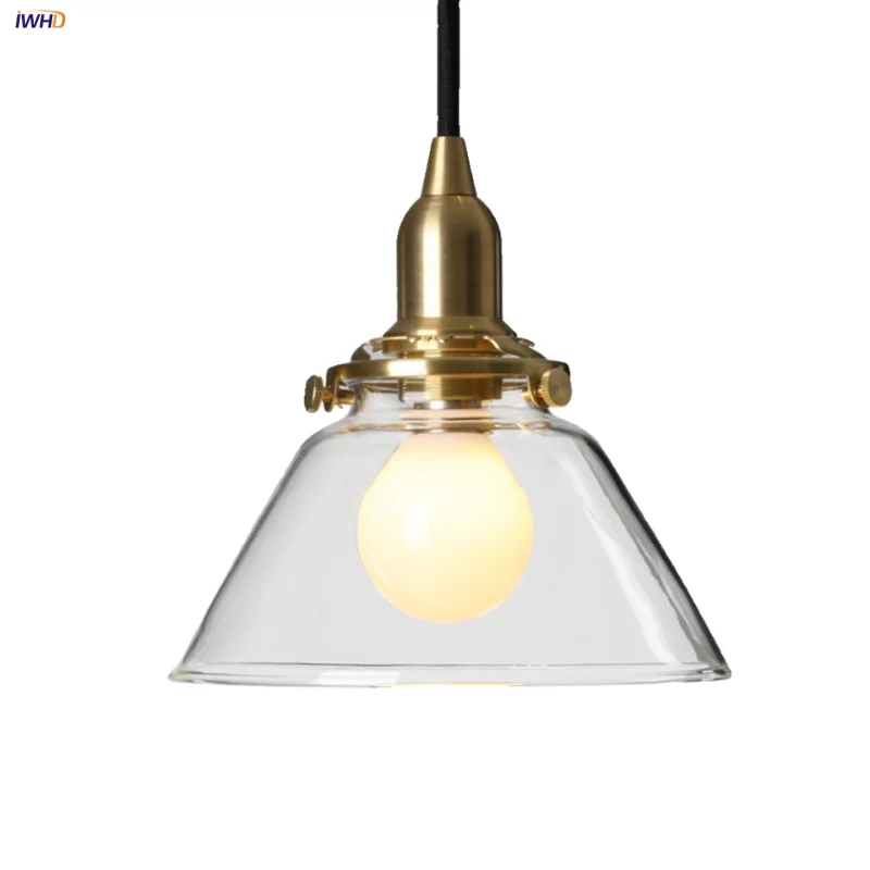 Afralia™ Minimalist Clear Glass Pendant Light Fixture with Copper Socket for Modern Living Space
