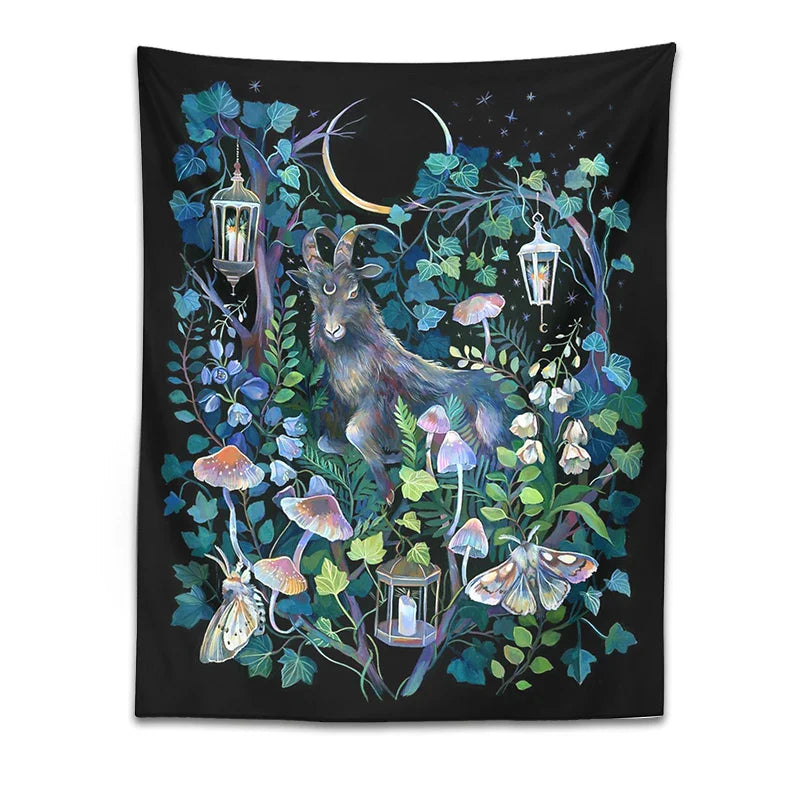 Afralia™ Moon Moth Garden Tapestry: Trippy Witchcraft Decor for Home, Dorm