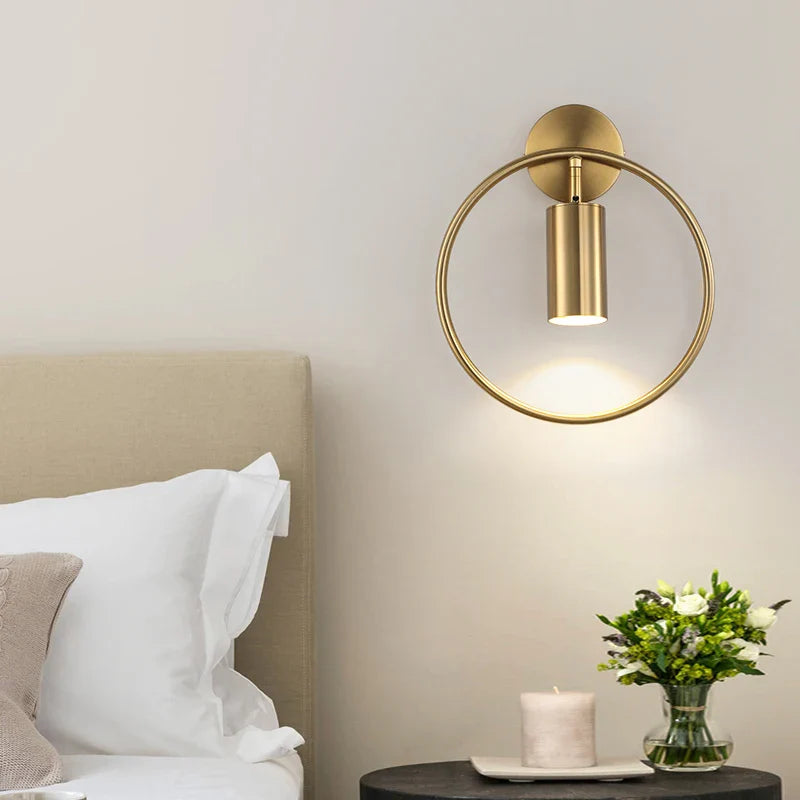 Afralia™ Brass Ring LED Wall Light for Home Decor and Ambiance