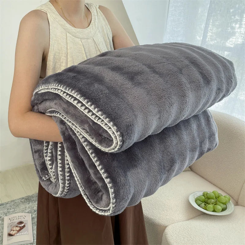 Afralia™ Bubble Velvet Woolen Sofa Blanket - Soft & Warm Multi-Purpose Cover