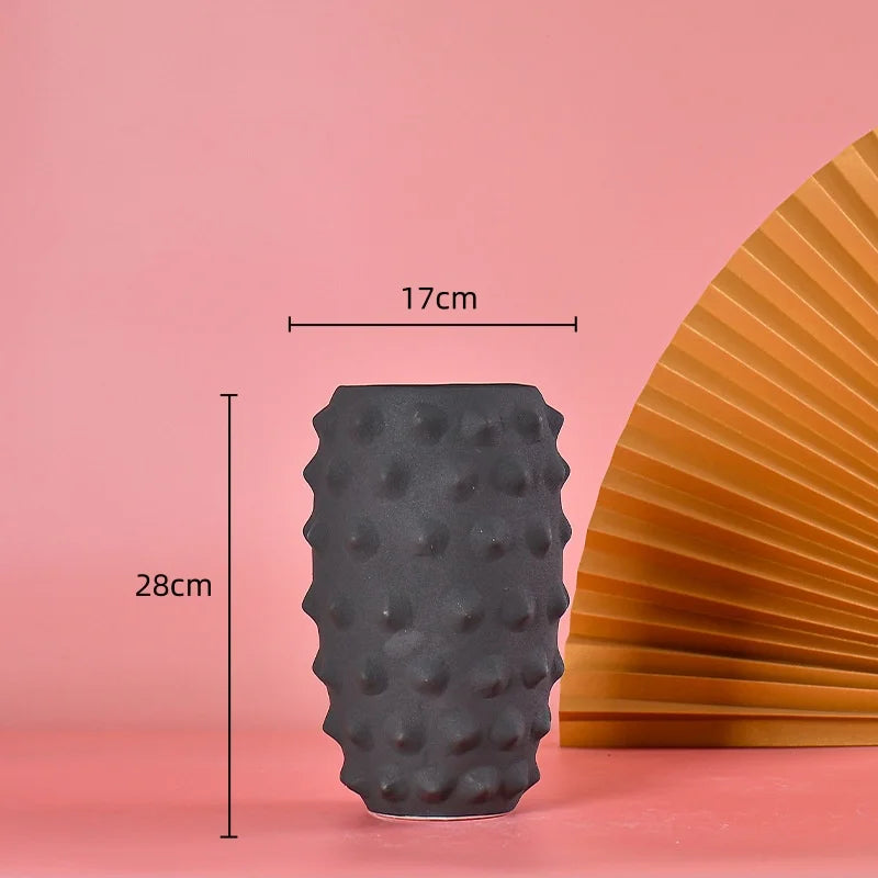 Afralia™ Black Ceramic Sea Urchin Spine Vase - Abstract Geometry Handicraft Decoration