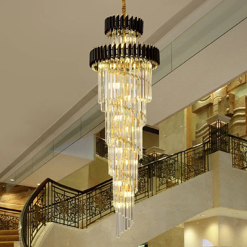 Afralia™ Modern Crystal Chandelier - Loft Black and Gold Villla Living Room Lighting