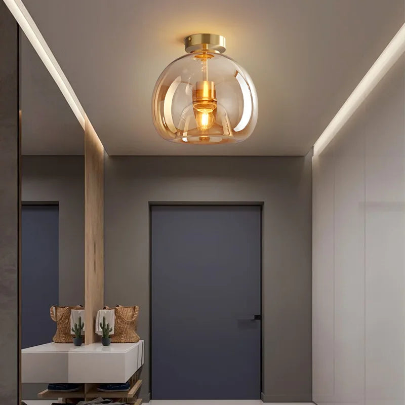 Afralia™ Glass Ball LED Ceiling Light: Modern Living Room Lighting for Aisle, Bedroom, Kitchen