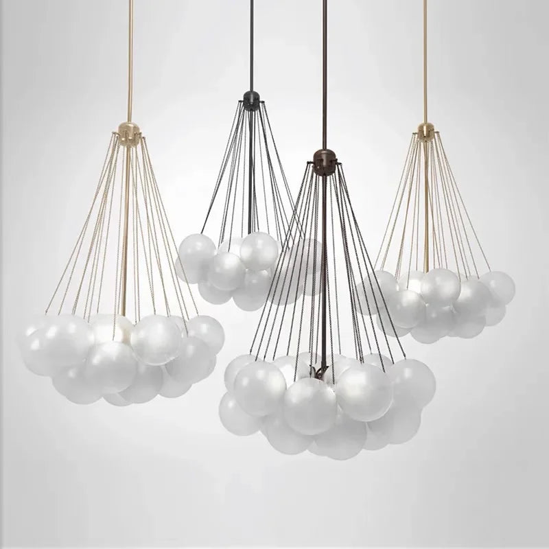 Afralia™ Glass Ball LED Chandelier Pendant - Modern Hanging Light Fixture for Dining Room