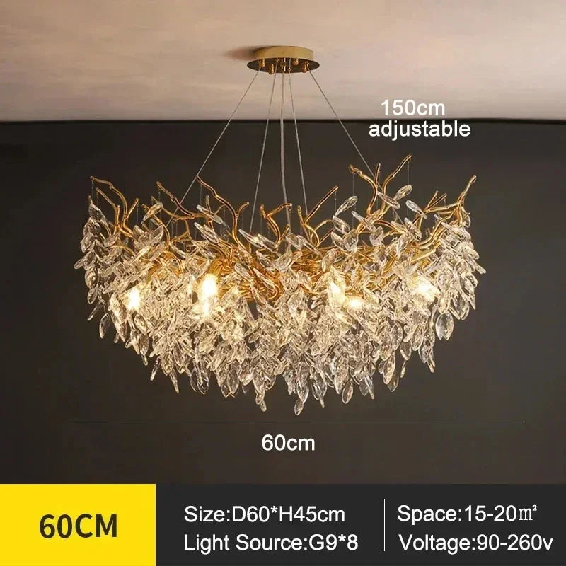 Afralia™ Crystal Branches Ceiling Chandelier LED Pendant Lights for Living Dining Bedroom