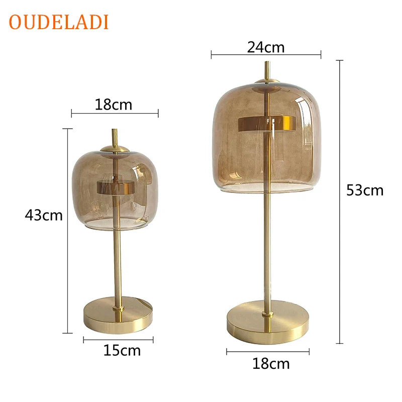 Afralia™ Gold Glass LED Desk Lamp for Modern Luxury Home Decor