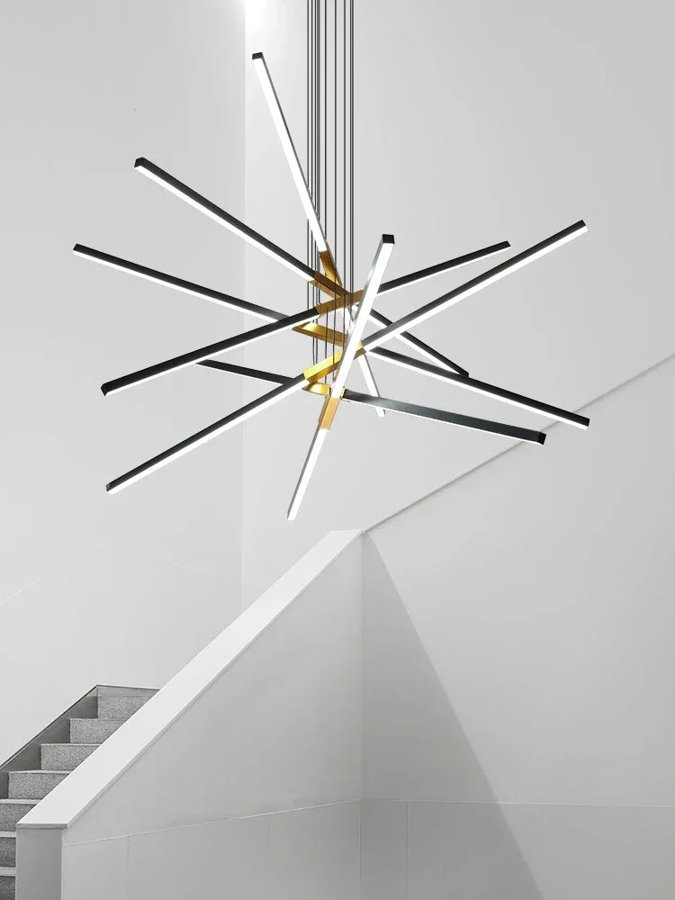 Afralia™ Black Nordic Minimalist Chandelier for Living Room, Staircase, and Restaurant Lighting