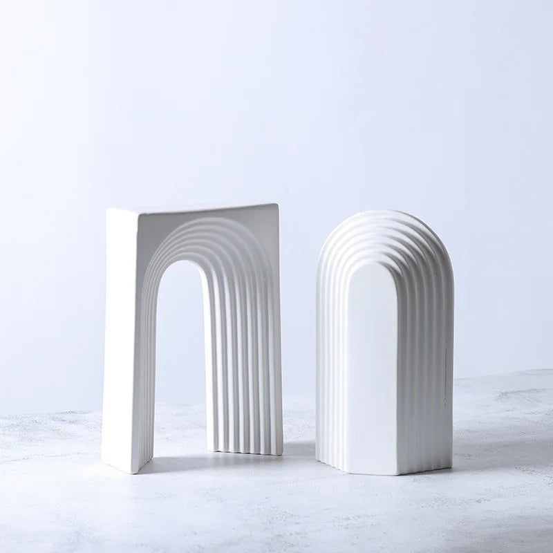 Afralia™ Geometric Ceramic Semicircular Arch Decor Figurines Home Decor Accessories