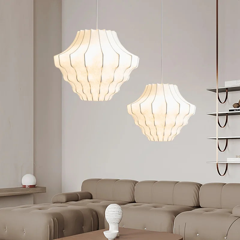 Afralia™ Silk Cocoon Pendant Light for Living Room Bedroom Dining Decor