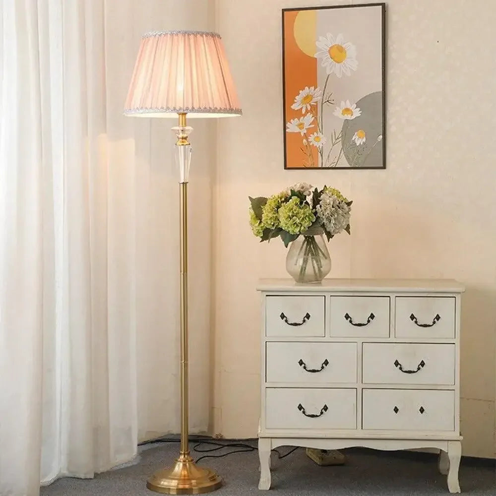 Afralia™ Crystal Floor Lamp - European Retro Living Room & Bedroom Stand Light