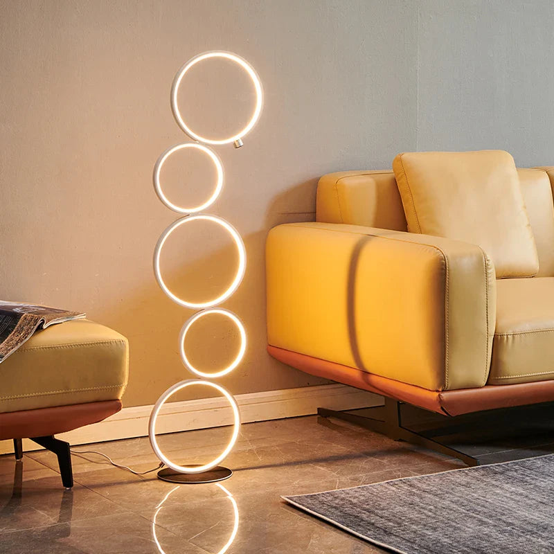 Afralia™ Modern LED Ring Floor Lamp for Home Living Room Decor