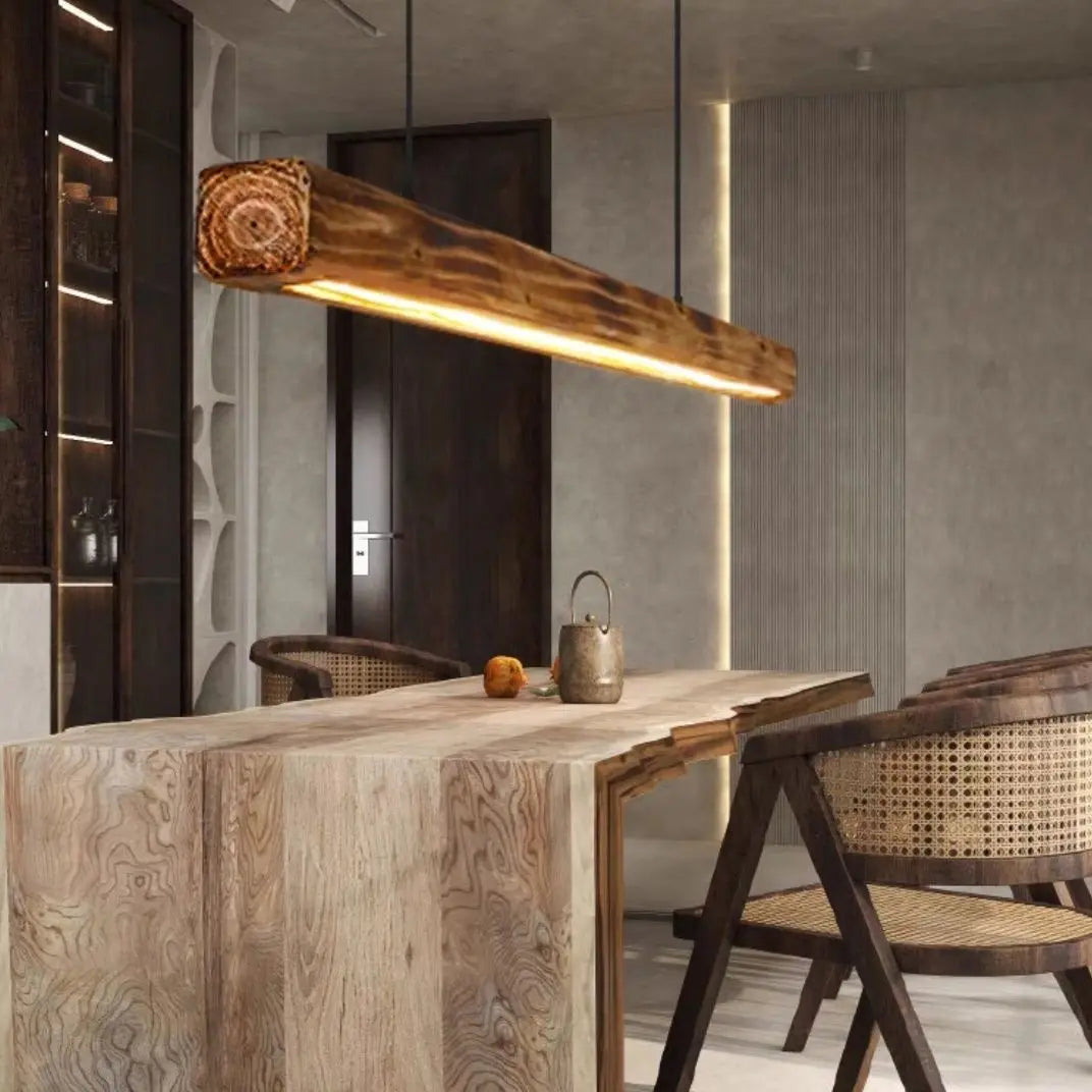 Afralia™ Vintage Log Lamp: Japanese Style, Creative, Zen Chandelier for Restaurant, Bar, and Home