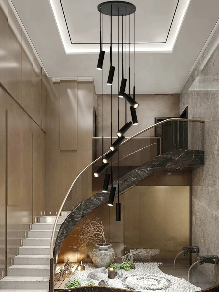 Afralia™ Nordic Chandelier: Modern Cylindrical Spotlight for Living Room, Dining Room, Staircase