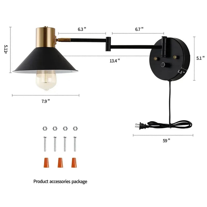 Afralia™ Dimmable Wall Lamp with Replaceable Bulb & Adjustable Angle