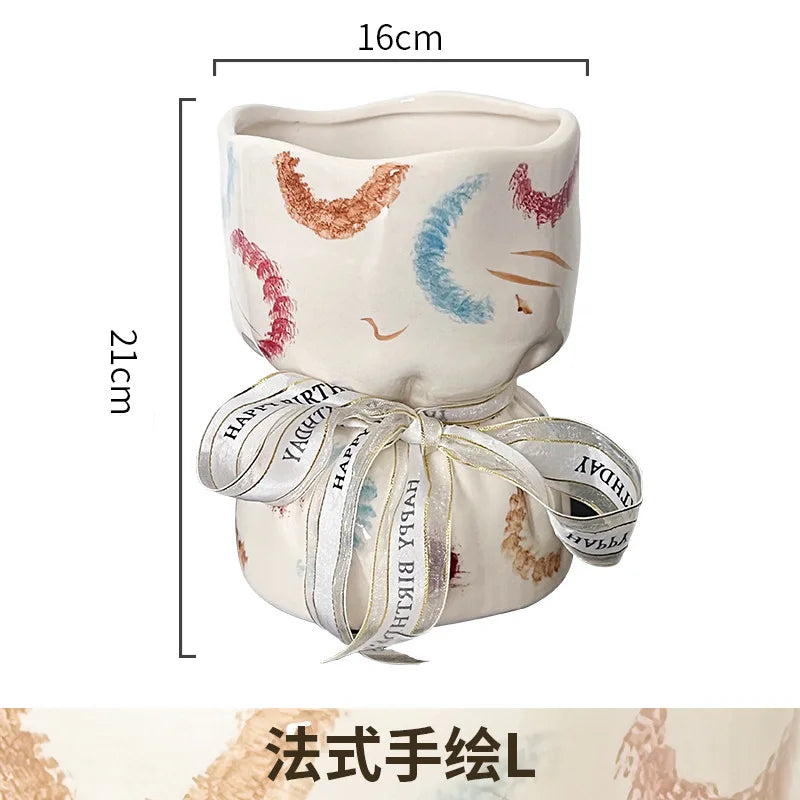 Afralia™ Bouquet Shape Ceramic Vase Pot Home Decoration Floral Arrangement Accessories