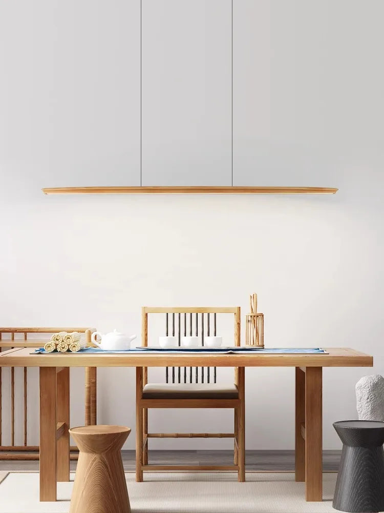 Afralia™ White Pine Black Walnut Wood LED Pendant Light Chandelier for Dinning Room
