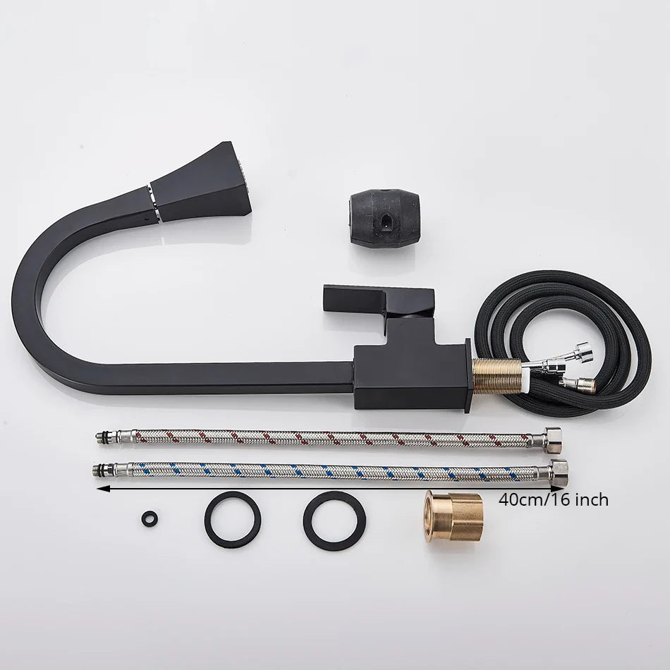 Afralia™ Pull Out Kitchen Faucet Single Handle Swivel 360° Hot Cold Mixer Tap