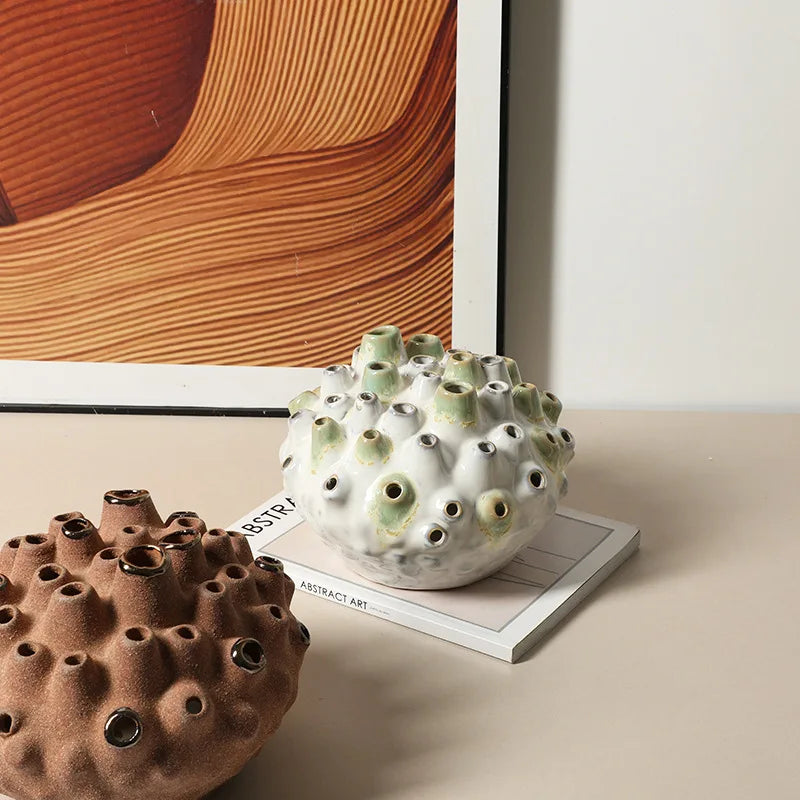 Afralia™ Coral Ball Ceramic Ornaments: Coarse Pottery Artworks for Stylish Home Décor