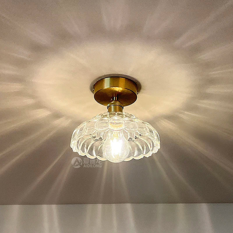 Afralia™ Amber Glass LED Ceiling Lamp Nordic Modern Simple Indoor Lighting