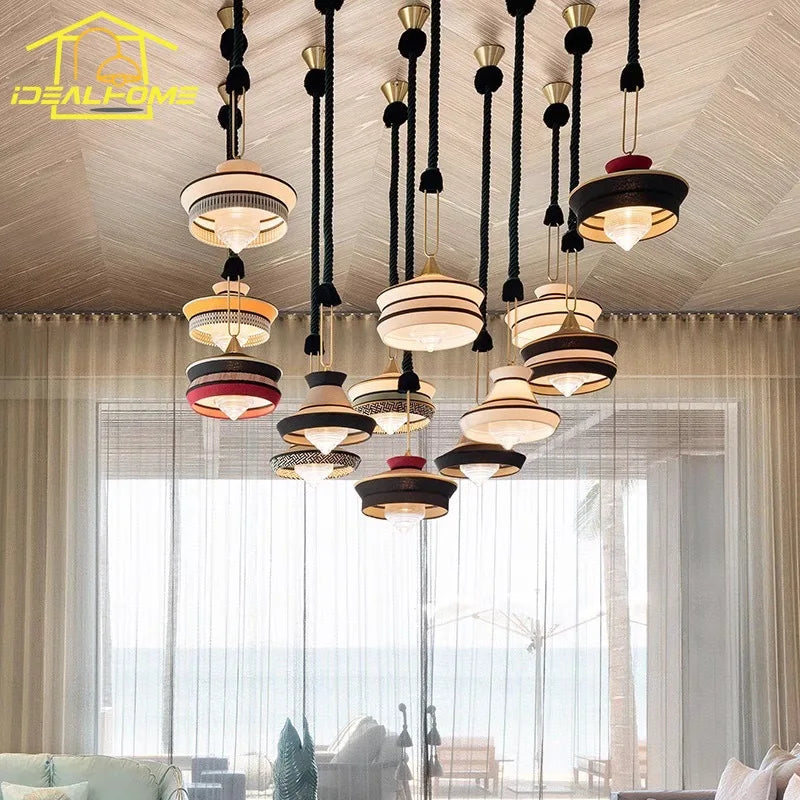 Afralia™ Minimalist Wabi-sabi Fabric Pendant Lights LED E27 for Modern Interior Lighting