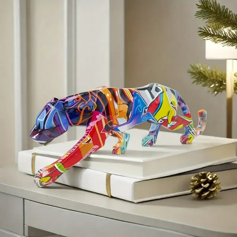 Afralia™ Modern Resin Leopard Figurine for Chic Home Decor & Office Accents