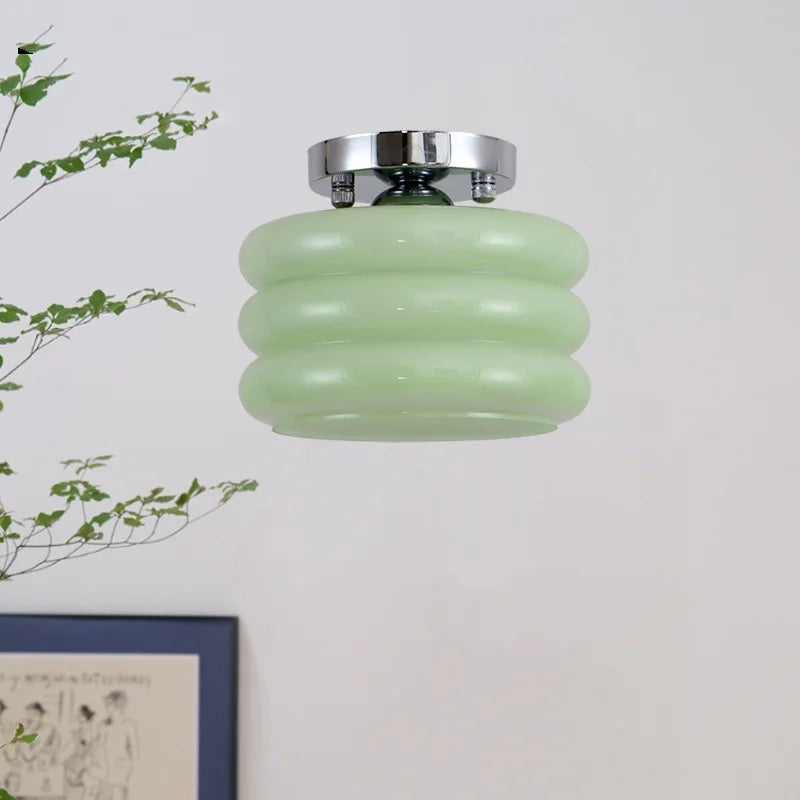 Afralia™ Creamy Glass Iron LED Ceiling Light - Modern Indoor Lighting Fixtures