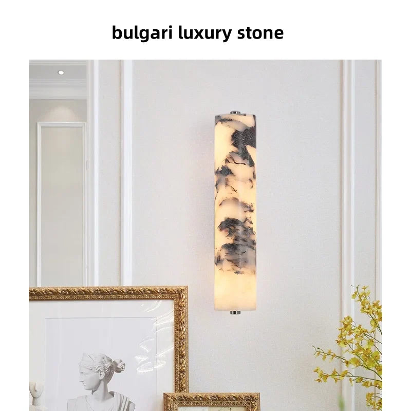 Afralia™ Modern Cylinder Marble Wall Lamp - Luxury LED Wall Lights for Living Room