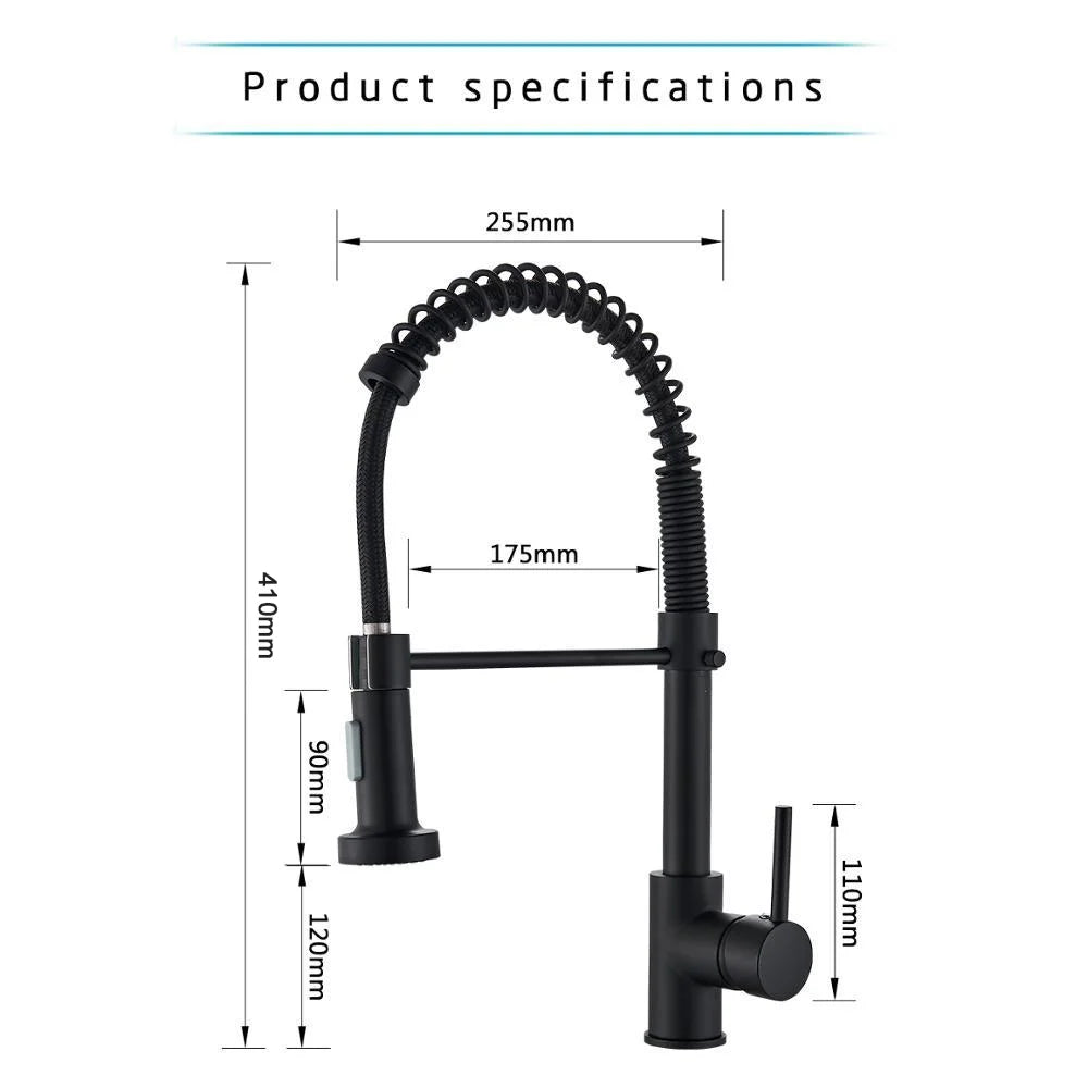 Afralia™ Matte Black Dual Water Mode Kitchen Faucet with Brass Spring