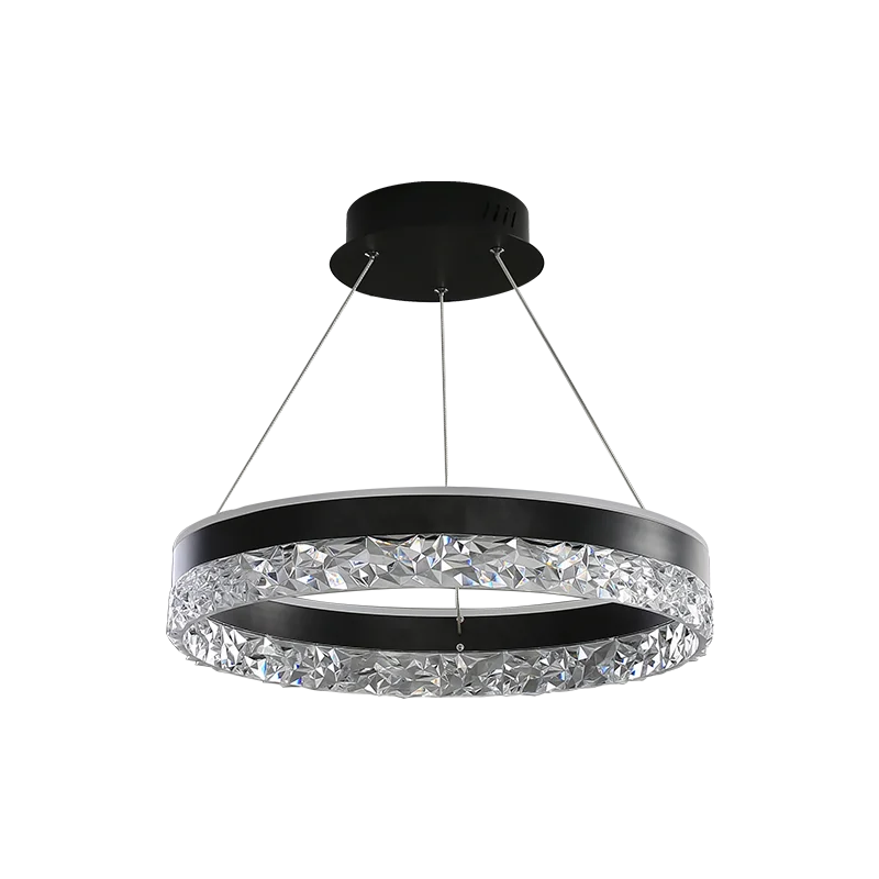 Afralia™ Crystal Rings LED Chandelier Black&White Frame