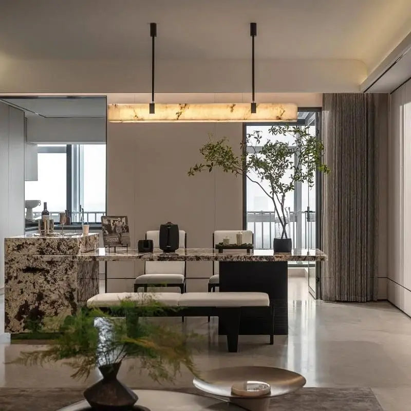 Afralia™ Marble Chandelier Pendant Light, Copper & Bronze, Modern Minimalist Dining Room Kitchen Lamp