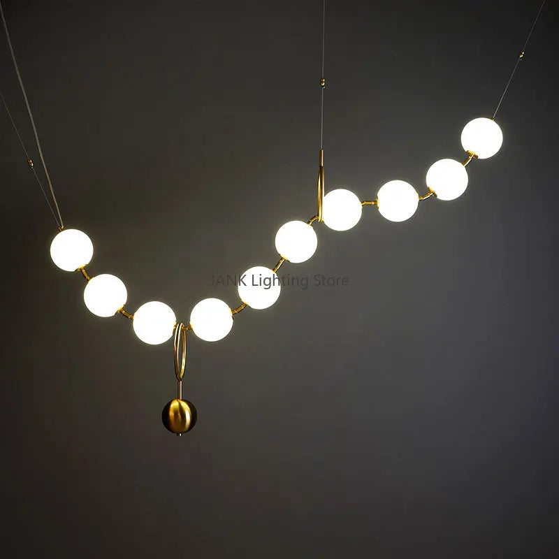 Afralia™ Pearl Pendant Chandelier | Luxury Designer LED Magic Bean Necklace Lamp