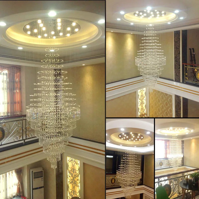 Afralia™ LED Crystal Staircase Chandelier: Elegant Lighting for Home, Hotel, and Restaurant