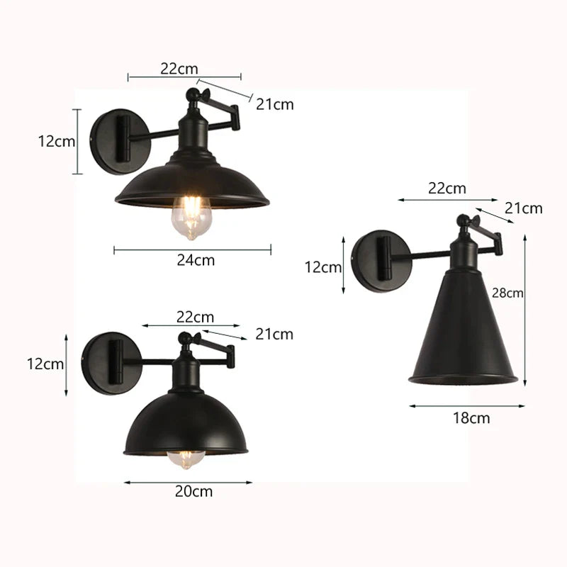 Afralia™ Retro Arm Wall Lamp: Antique Iron, Bedroom, Living Room, Hotel, Study Light