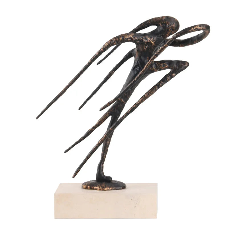 Afralia™ Geometric Abstract Face Metal Statue Figurine Home Decoration