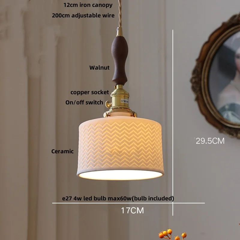 Afralia™ Ceramic LED Pendant Lamp with Adjustable Copper Socket - Nordic Modern Home Decor