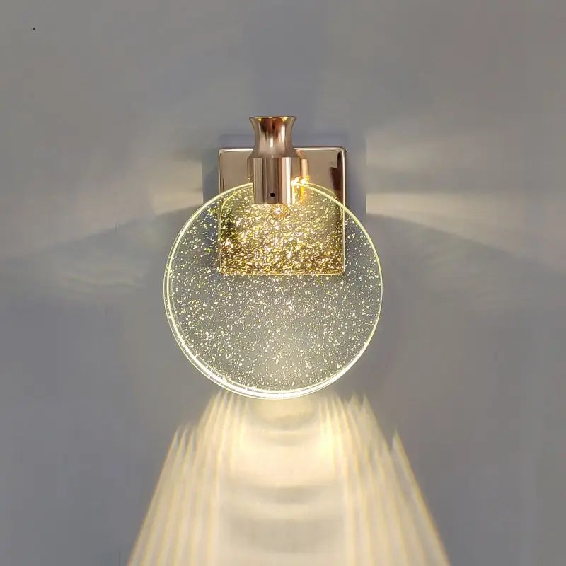 Afralia™ Crystal Glass Gold LED Wall Lamp for Modern Luxury Lighting in Living Bedroom Bedside Aisle