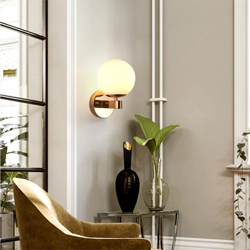 Afralia™ Iron Wall Lamp with Glass Ball, Elegant Sconce Light for Home Stairs and Reading