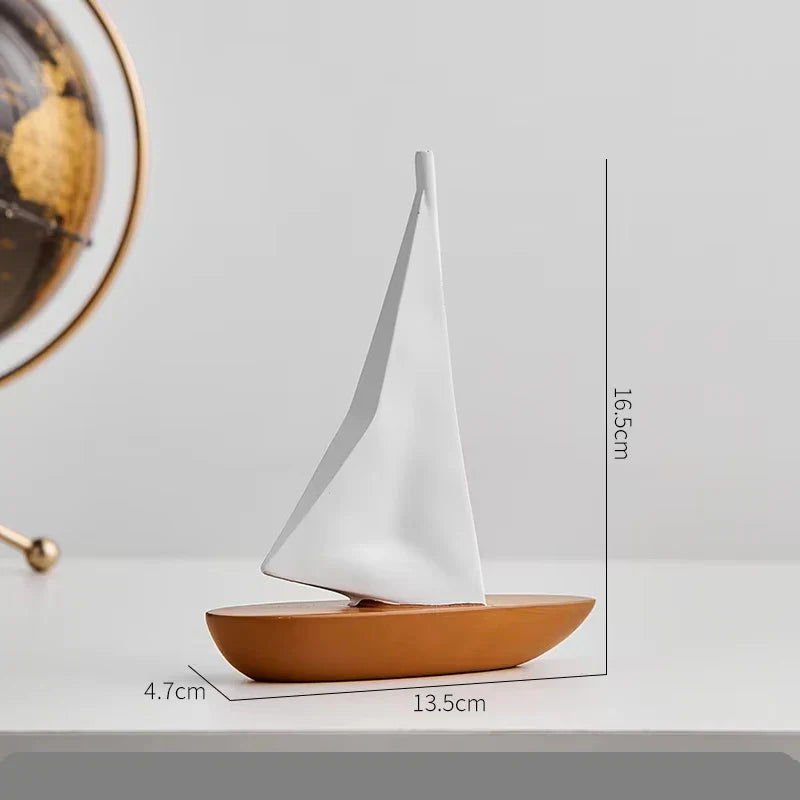 Afralia™ Sailboat Resin Sculpture Desk Decoration Modern Artwork Ornaments Glass Crafts