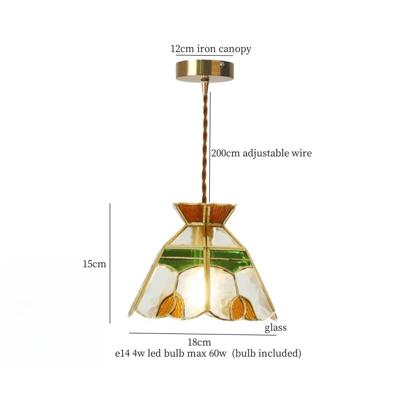 Afralia™ Tiffany Style Glass LED Pendant Light for Home Decor & Cafe Bar