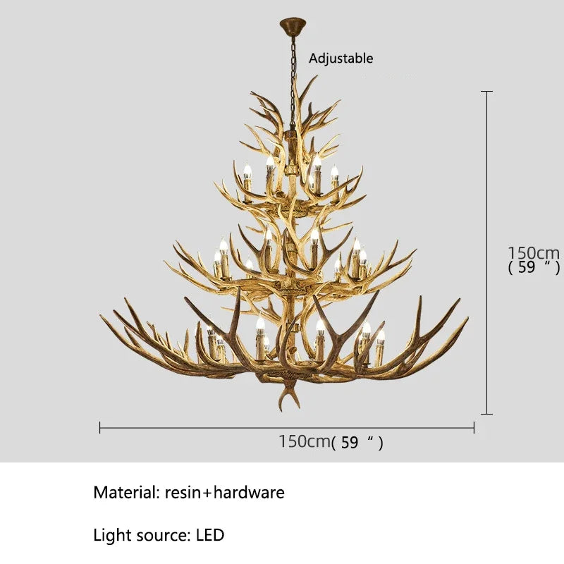 Afralia™ Antler LED Chandeliers: Creative Retro Resin Pendant Lamps for Home & Hospitality Lighting