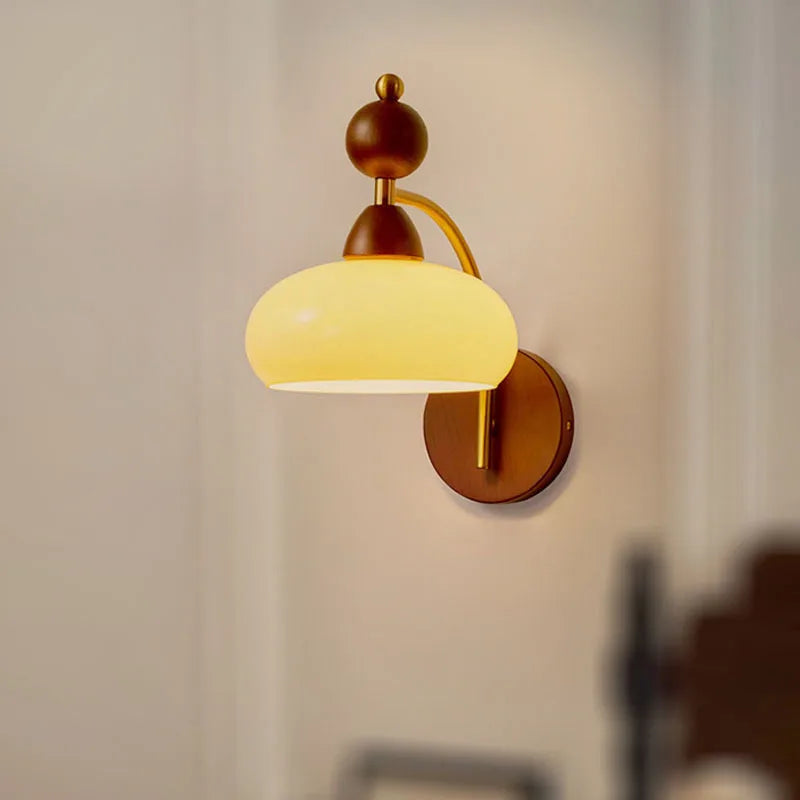 Afralia™ Wood Wall Sconce: High CRI, Anti-Blue Light, Warm Japanese Glass Bedside Lamp