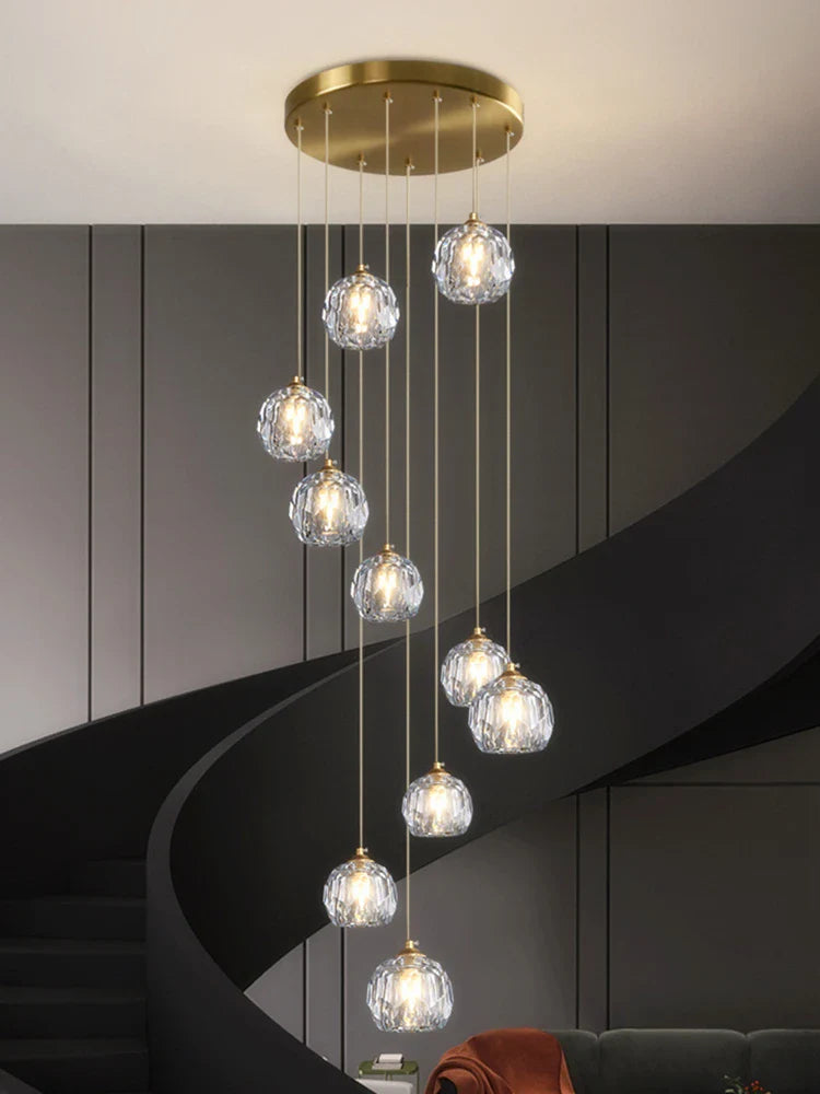 Afralia™ Crystal Stair Football Shaped Chandelier with G9 Lights