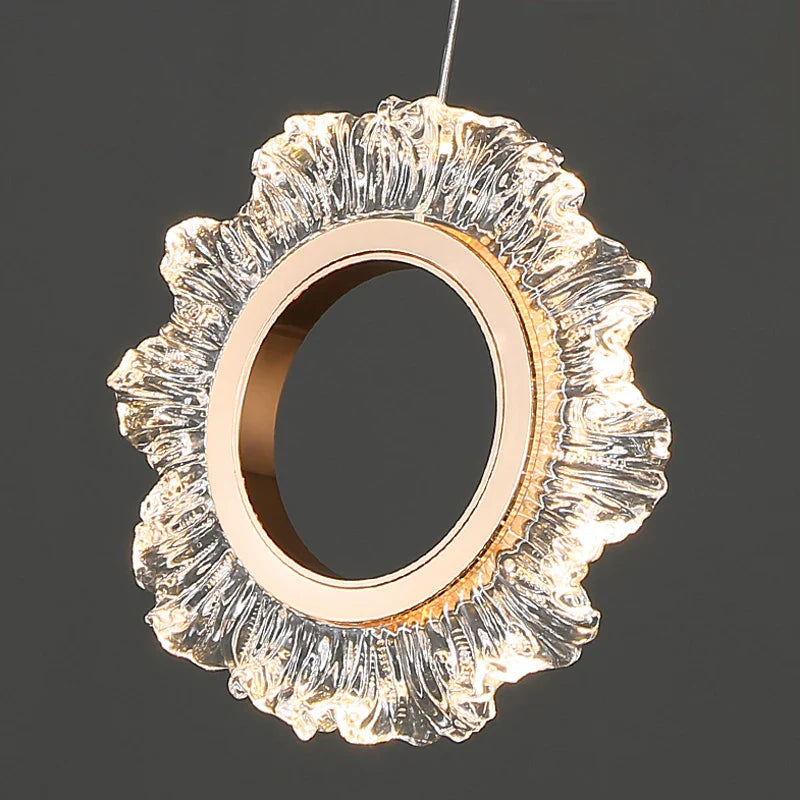 Afralia™ Flower Ring Chandelier for Duplex Living Room and Dining Room